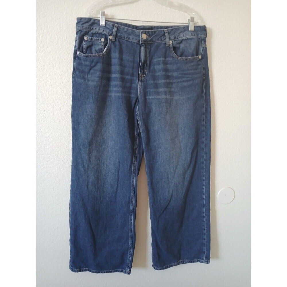 Aeropostale Women Jeans High Rise Baggy Wide Leg Size 14 SHORT Hippie Streetwear